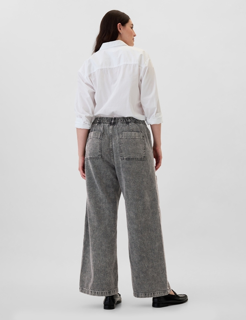 High Rise Wide-Leg Pull-On Jeans