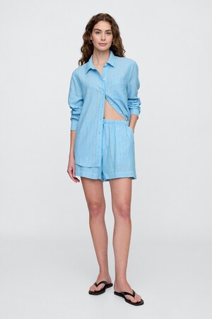 4" Mid Rise Pull-On Linen-Blend Shorts