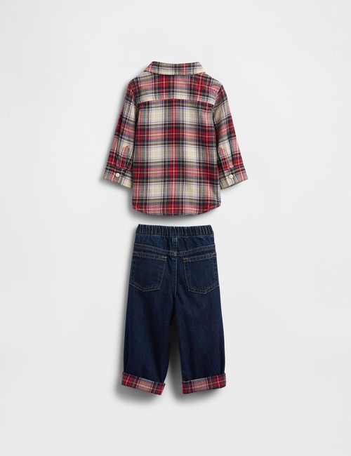 Baby Flannel & Denim Outfit Set