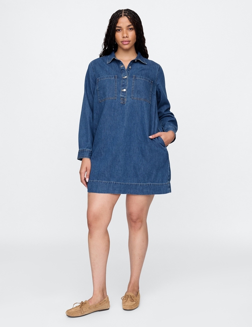 Western Denim Mini Shirtdress