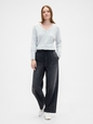 High Rise Pull-On Wide-Leg Jeans