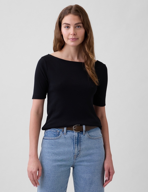 Modern Ribbed Boatneck T-Shirt