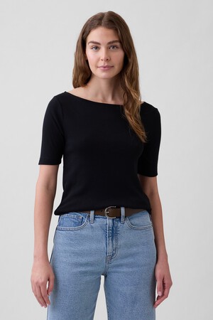 Modern Ribbed Boatneck T-Shirt