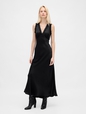 Satin Lace-Trim V-Neck Maxi Slip Dress