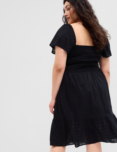 Smocked Squareneck Midi Dress