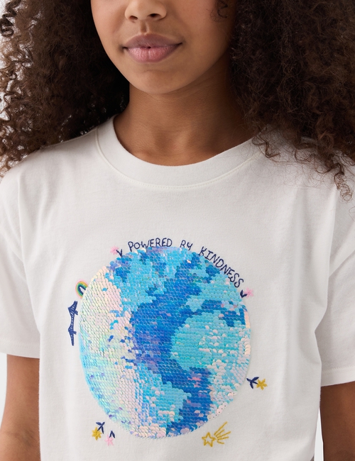 تي شيرت مزين بطبعة بترتر قلاب للأطفال