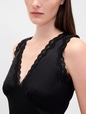 Satin Lace-Trim V-Neck Maxi Slip Dress