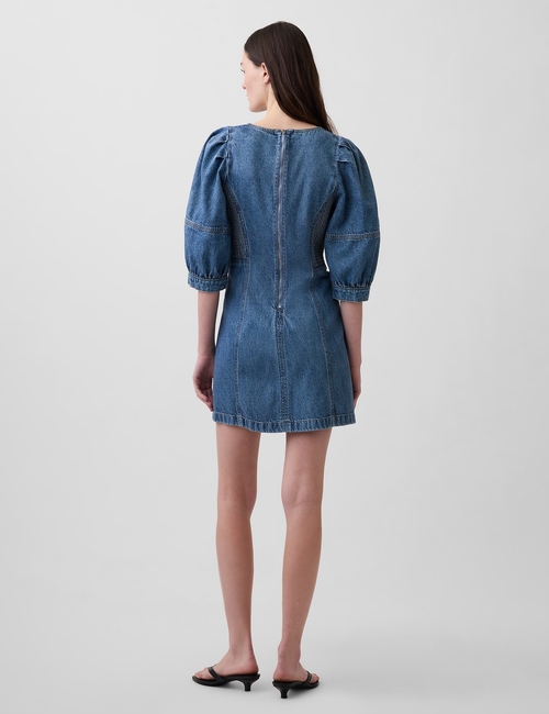 SS PUFF VNECK MINI DRESS - MED PEYTON