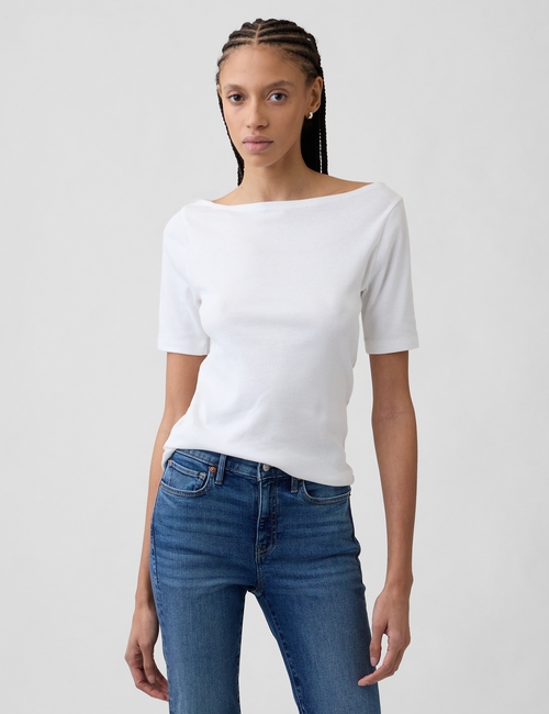 Modern Ribbed Boatneck T-Shirt