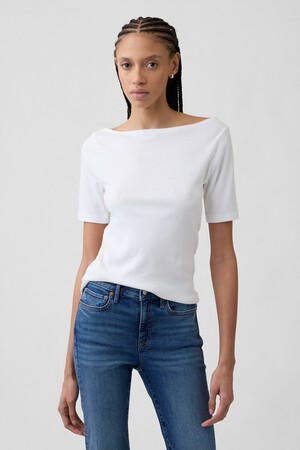 Modern Ribbed Boatneck T-Shirt