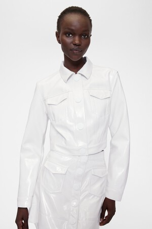 GAP STUDIO CROPPED PATENT MOTO JACKET