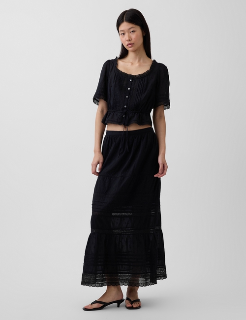 Lace-Trim Peplum Top