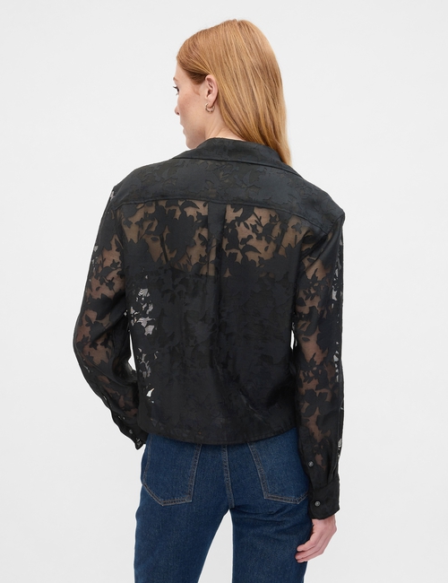 Oversized Cropped Floral Shirt