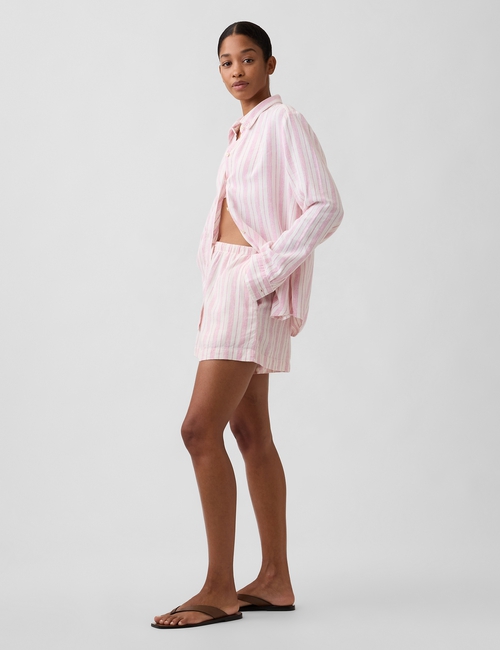 4" High Rise Pull-On Linen-Blend Shorts