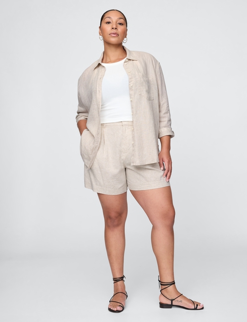 365 High Rise Linen-Blend Shorts