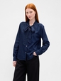 LS TIE FRONT DENIM TOP - DK DALLOWAY