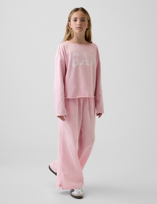 Kids French Terry Wide-Neck Logo Sweatshirt