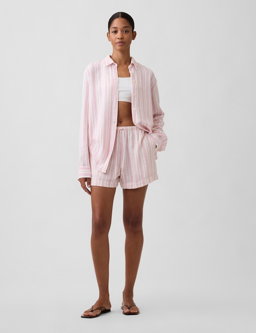 4" High Rise Pull-On Linen-Blend Shorts