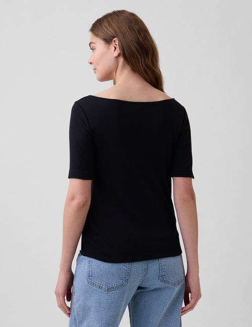 Modern Ribbed Boatneck T-Shirt
