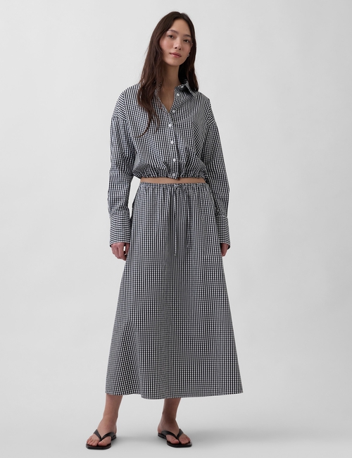 Poplin Oversized Tie-Hem Crop Shirt