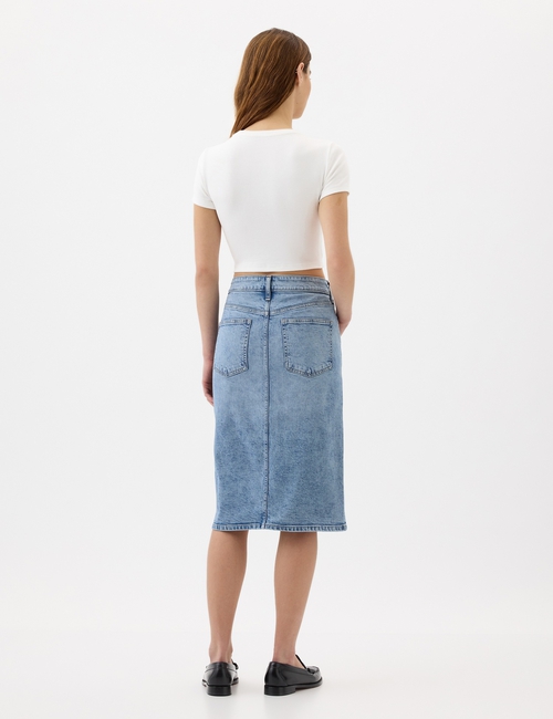 Denim Midi Pencil Skirt