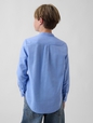 Kids Linen-Cotton Banded Collar Shirt