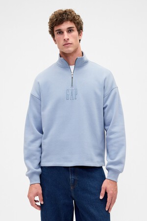 VintageSoft Oversized Logo Quarter-Zip Pullover