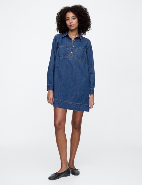 Western Denim Mini Shirtdress