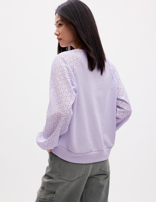 Relaxed Eyelet Crewneck Sweatshirt