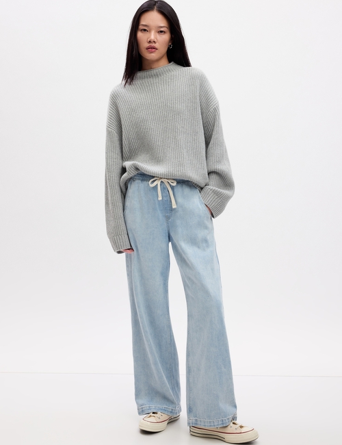 High Rise Wide-Leg Pull-On Jeans