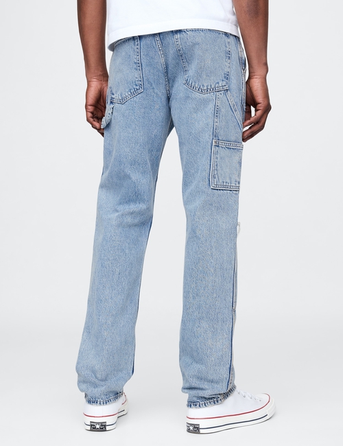 Railroad Striped Straight Carpenter Jeans