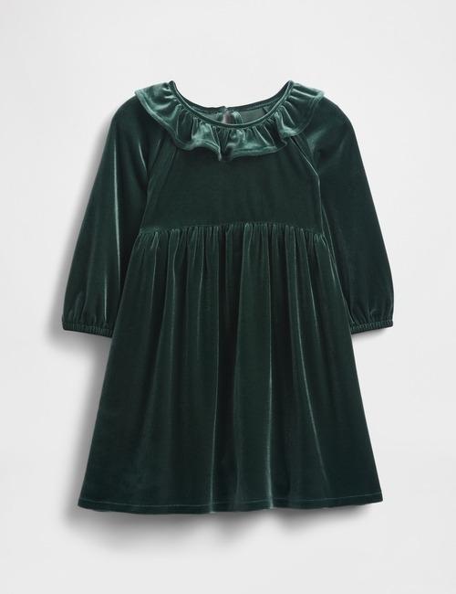 Baby & Toddler Velour Ruffle Collar Dress