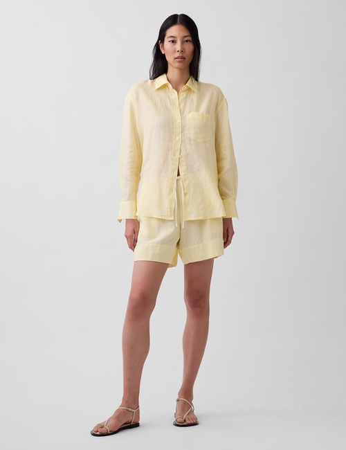 Linen-Blend Easy Shorts