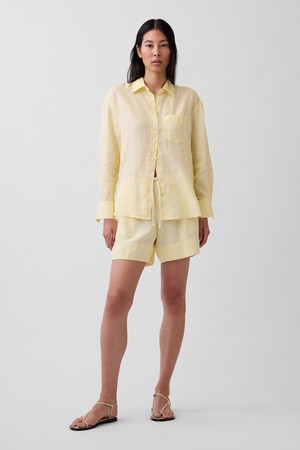 Linen-Blend Easy Shorts