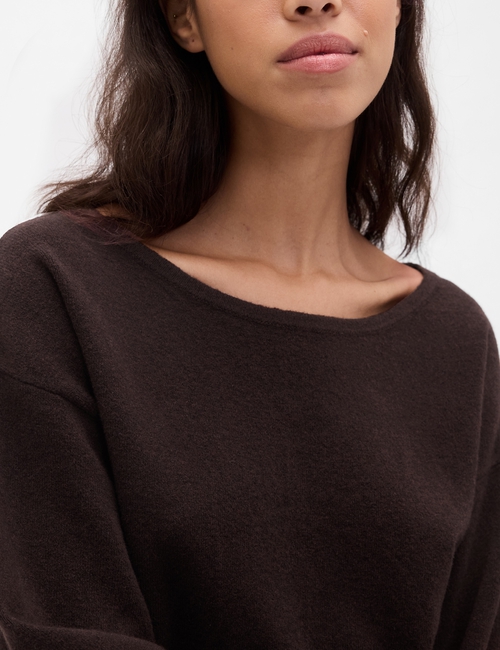 CashSoft Stretch Lantern-Sleeve Crop Sweater