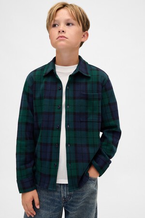 INTERLOCK KNIT BTTN THRU SHIRT PLAID