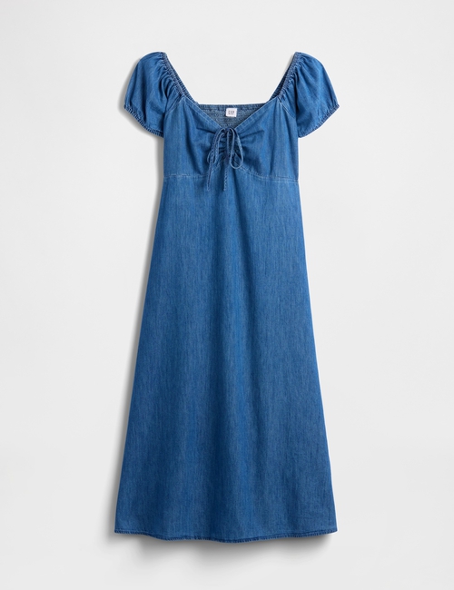 Print Puff Sleeve Midi Dress