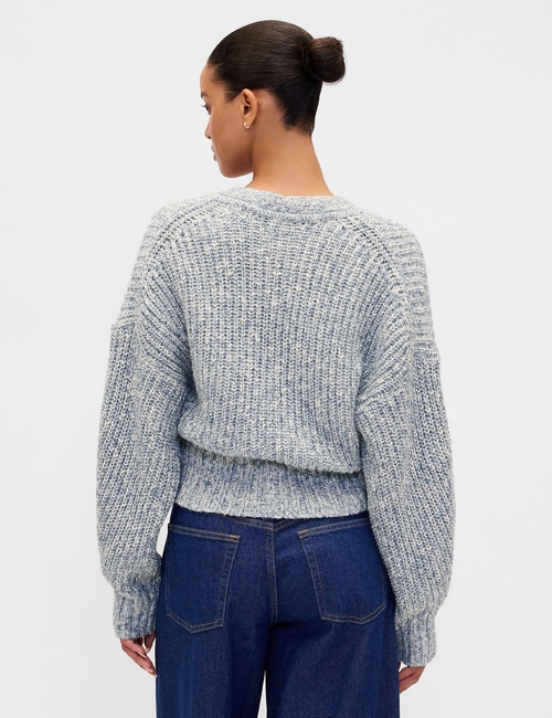 Cotton-Blend Crop Cardigan Sweater