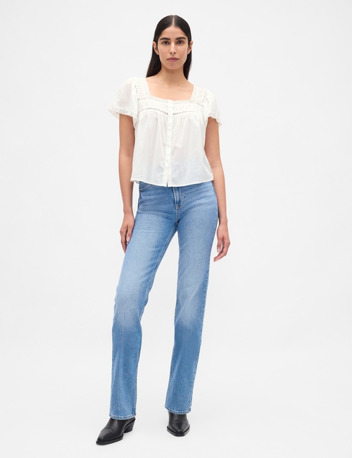 Lace-Trim Square-Neck Top