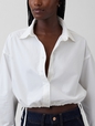 Poplin Oversized Tie-Hem Crop Shirt