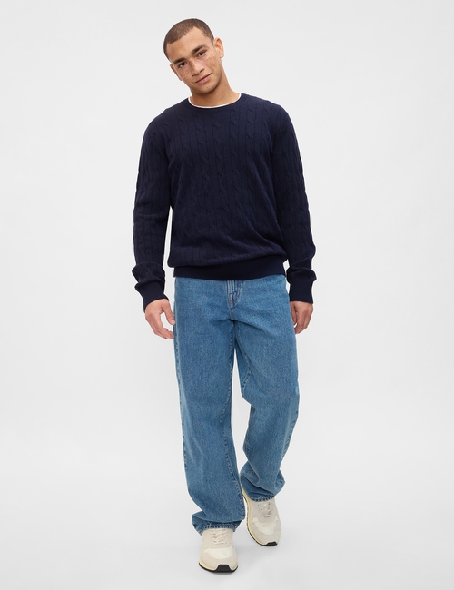 CashSoft Cable-Knit Crewneck Sweater