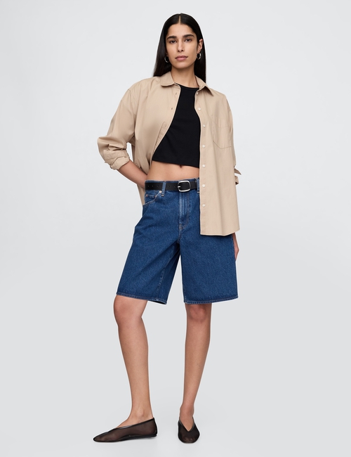 11" Mid Rise Longline Denim Shorts