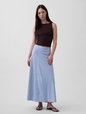 Linen-Blend Maxi Slip Skirt