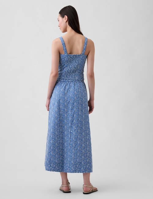 High Rise Eyelet Maxi Skirt