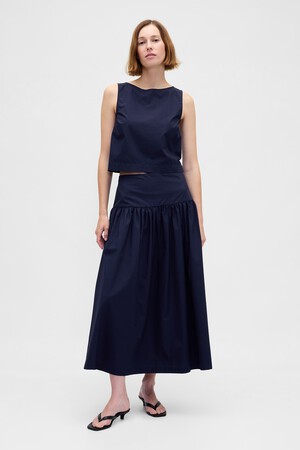 Poplin Drop-Waist Maxi Skirt