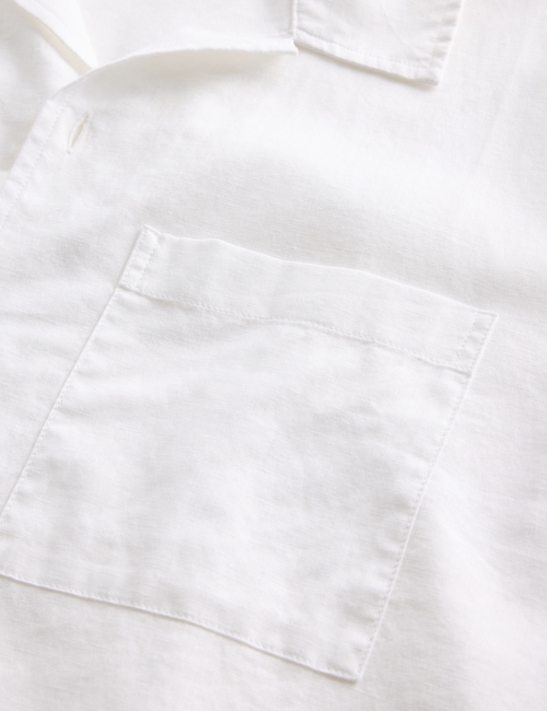 Linen-Cotton Relaxed Straight-Hem Shirt