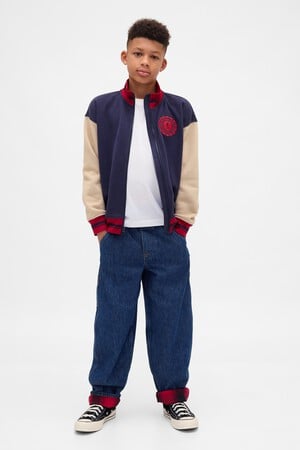 Stranger Things Kids Flannel-Lined Carpenter Baggy Jeans