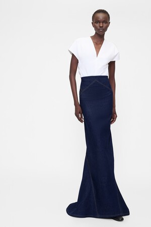 GapStudio High Rise Seamed Denim Maxi Skirt