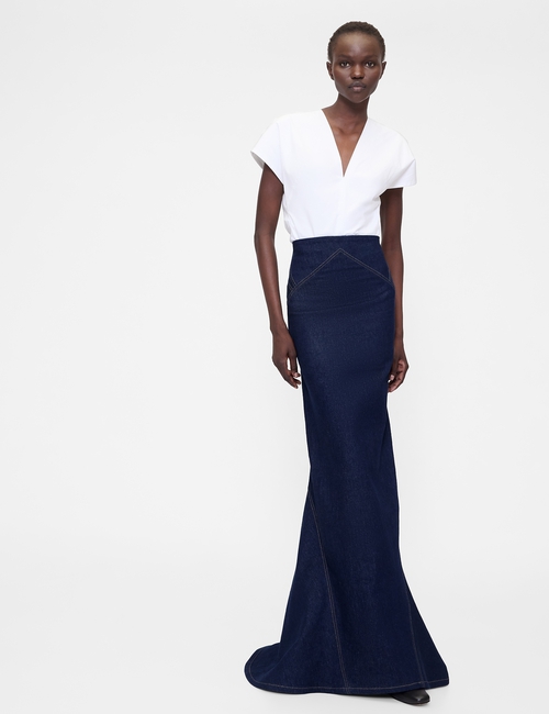 GapStudio High Rise Seamed Denim Maxi Skirt