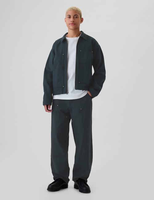 Double-Knee Canvas Utility Baggy Jeans